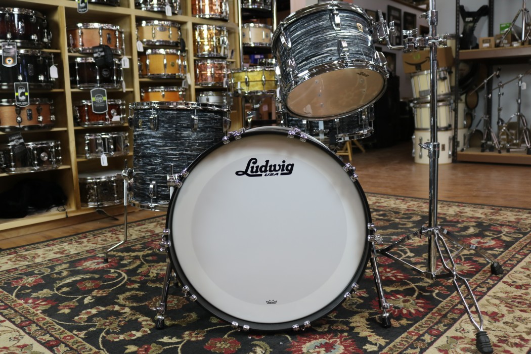 Ludwig Classic Maple Shell Kit in Vintage Black Oyster FAB 14x22,  9x12,16x16 w/Free 6.5x14 Snare Drum