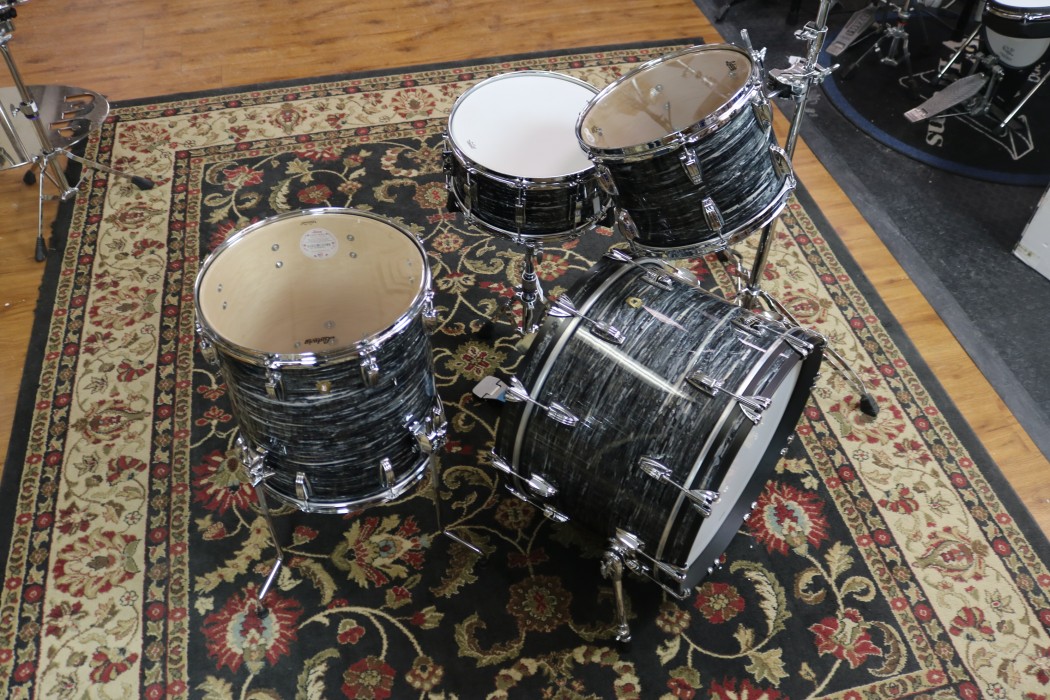 Ludwig Classic Maple Shell Kit in Vintage Black Oyster FAB 14x22,  9x12,16x16 w/Free 6.5x14 Snare Drum