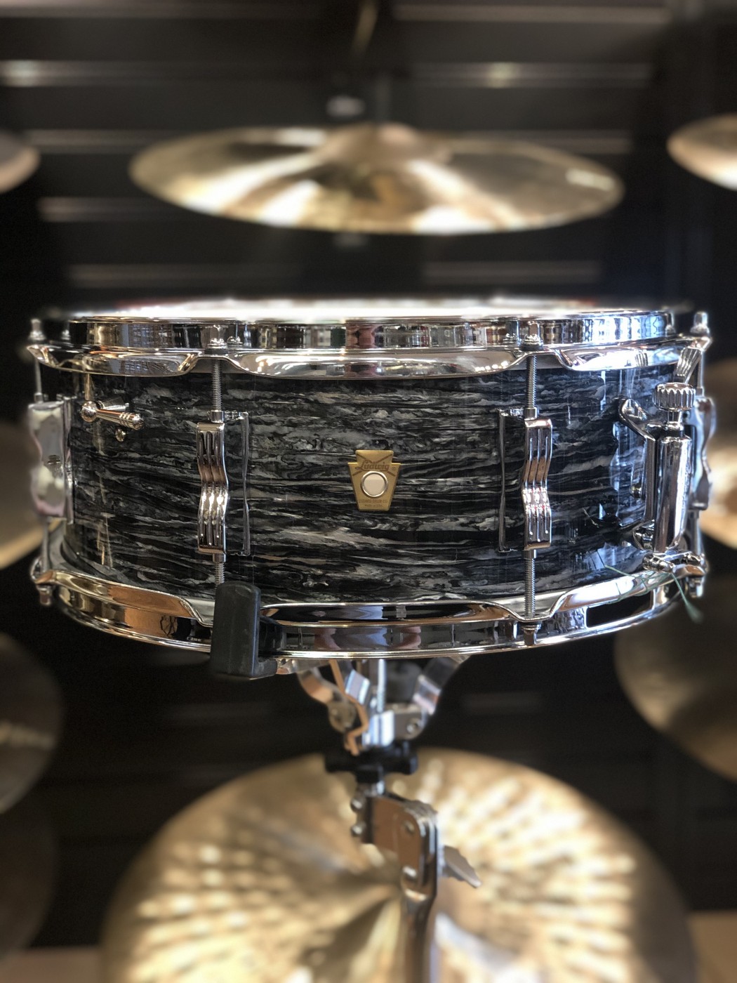 B- Stock Ludwig 5.5x14 Jazz Festival Snare Drum, Legacy Mahogany Shell in  Vintage Black Oyster