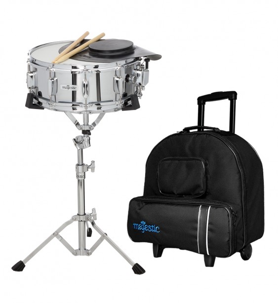 MAJESTIC SNARE DRUM & PRACTICE PAD KIT WITH TROLLEY