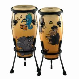Meinl NINO Designer Series Wood Congas 8" & 9" Set, Incl. Basket Stands Musical Zoo