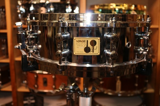 USED - Sonor Phil Rudd Signature Snare Drum - 5x14 - Chrome over Brass