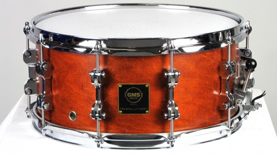 GMS Revolution Snare 6.5x14 with Brass Interior, Brown Mahogany
