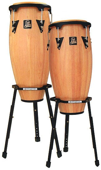 Latin Percussion Aspire Dark Wood 10" & 11" Conga Set w/ Two Universal Basket Stands
