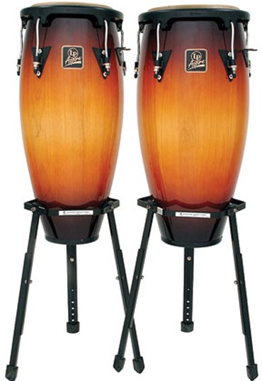 Latin Percussion Aspire Vintage Sunburst 10" & 11" Conga Set w/ Two Universal Basket Stands