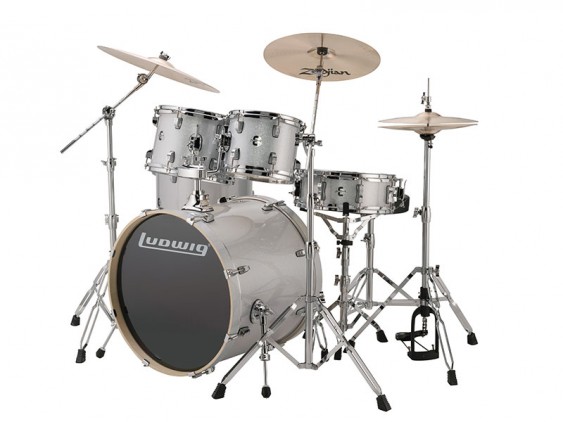 Ludwig Element Evolution Drum Set With Hardware & Zildjian ZBT Cymbals White Sparkle
