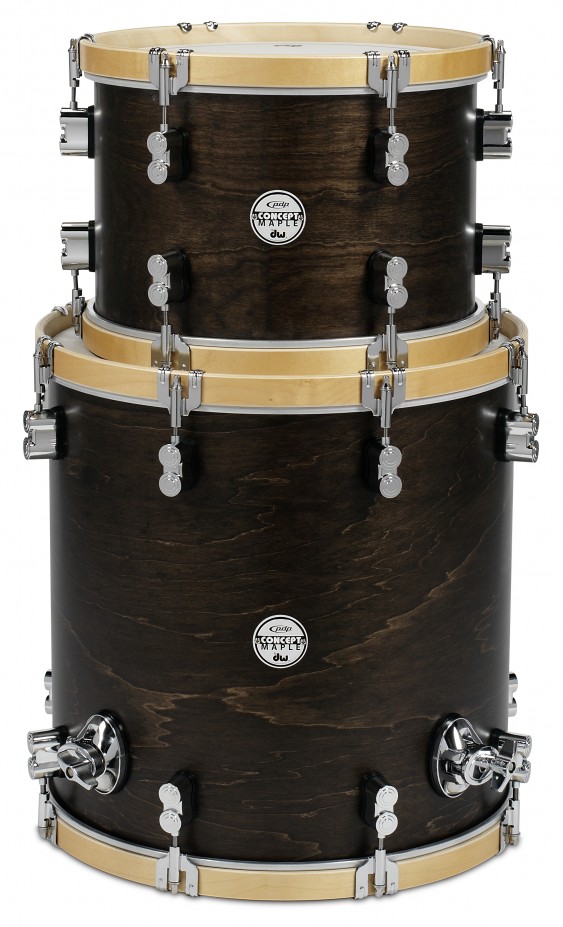 PDP Concept Classic 2-Piece Maple Tom Pack, Walnut with Natural Hoops w/Chrome Hardware; 9x13, 16x16