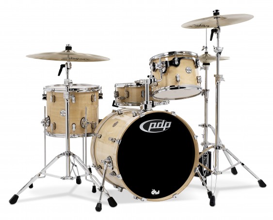 PDP Concept Series 4-Piece Maple Shell Pack, Natural Lacquer w/Chrome Hardware; 9x12, 12x14, 16x20, 5.5x14