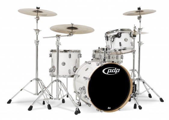 PDP Concept Series 4-Piece Maple Shell Pack, Pearlescent White w/Chrome Hardware; 9x12, 12x14, 16x20, 5.5x14