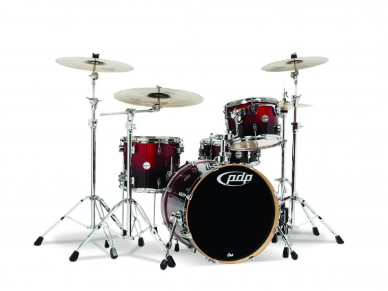 PDP Concept Series 4-Piece Maple Shell Pack, Red to Black Fade w/Chrome Hardware; 9x12, 12x14, 16x20, 5.5x14