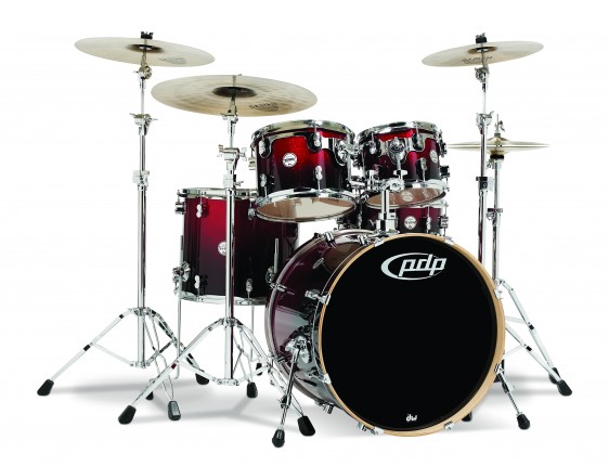 PDP Concept Series 5-Piece Maple Shell Pack, Red to Black Fade w/Chrome Hardware; 8x10, 9x12, 14x16, 18x22, 5.5x14