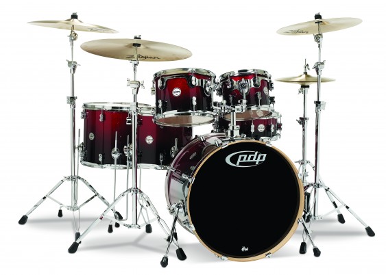 PDP Concept Series 6-Piece Maple Shell Pack, Red to Black Fade w/Chrome Hardware; 8x10, 9x12, 12x14, 14x16, 5.5x14, 18x22