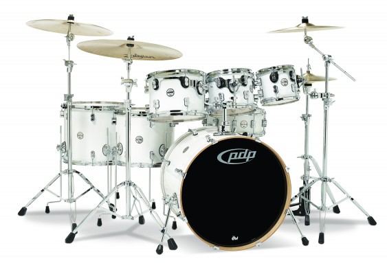 PDP Concept Series 7-Piece Maple Shell Pack, Pearlescent White w/Chrome Hardware; 7x8, 8x10, 9x12, 12x14, 14x16, 18x22, 5.5x14