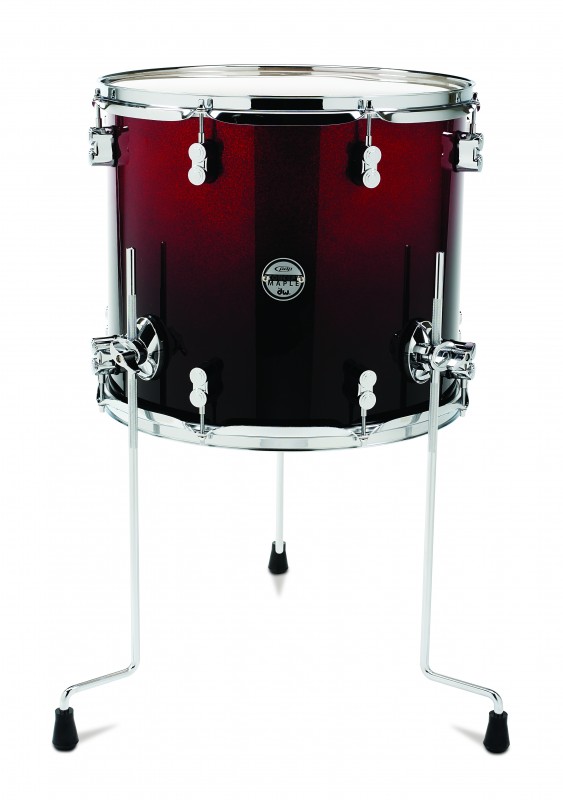 PDP Concept Series Maple Floor Tom, 14x16, Red to Black Fade w/Chrome Hardware