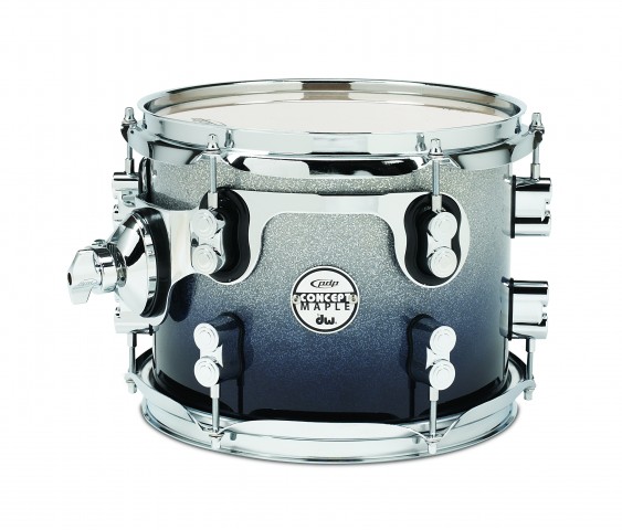 PDP Concept Series Maple Suspended Tom, 8x10, Silver to Black Fade w/Chrome Hardware