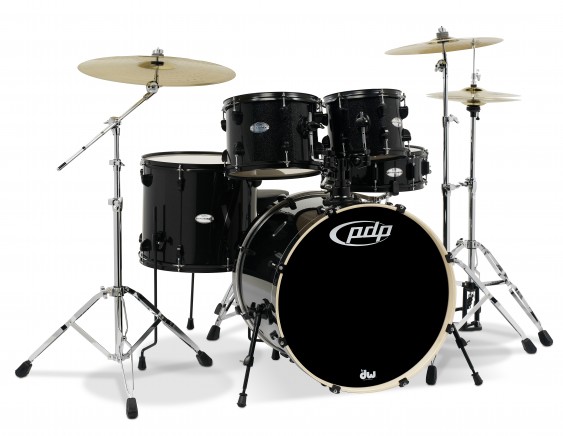 PDP Mainstage 5-Piece Shell Pack, Black Metallic w/Chrome Hardware and Cymbals; 8x10, 9x12, 14x16, 18x22, 5.5x14