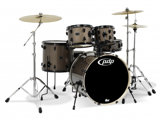 PDP Mainstage 5-Piece Shell Pack, Bronze Metallic w/Chrome Hardware and Cymbals; 8x10, 9x12, 14x16, 18x22, 5.5x14