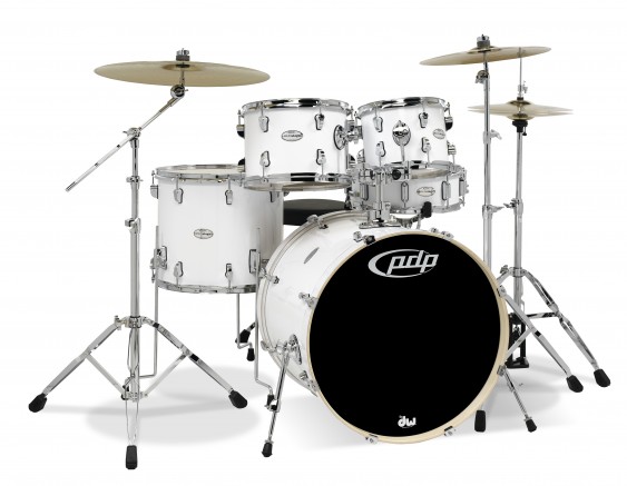 PDP Mainstage 5-Piece Shell Pack, White w/Chrome Hardware and Cymbals; 8x10, 9x12, 14x16, 18x22, 5.5x14