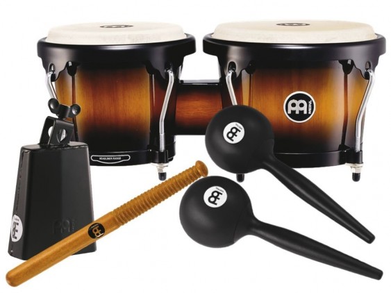 Meinl Percussion Bongo/Cowbell Drum Combo Set with Free Maracas