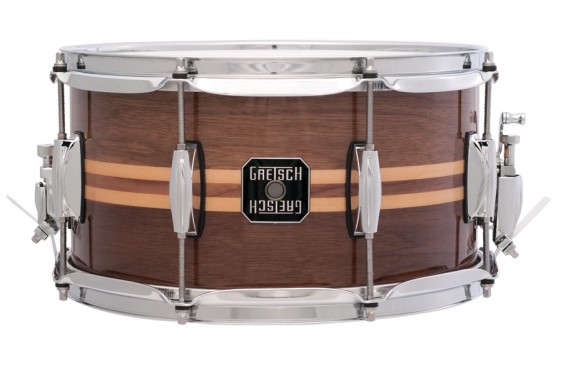 Gretsch 7X13 Walnul Snare Drum With Two Maple Inlays