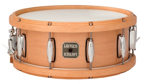 Gretsch 5.5X14 Maple With Wood Hoops Natural Snare Drum