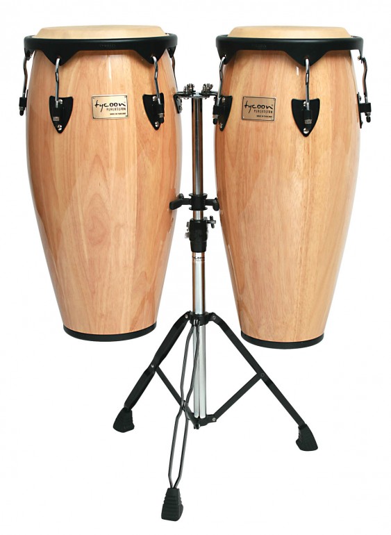 Tycoon Percussion 10 & 11 Supremo Series  Conga Black Hardware/Natural Finish Double Stand 2 Boxes
