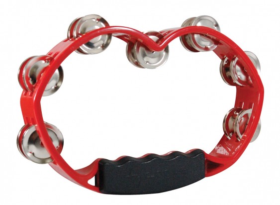 Tycoon Percussion Red Hand Held Plastic Tambourine With Bright Steel Jingles