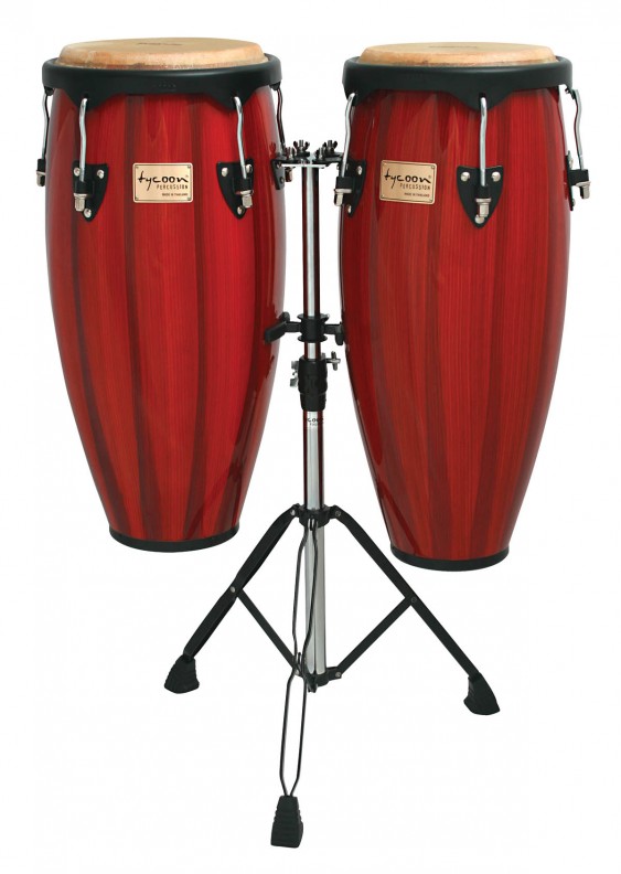 Tycoon Percussion 10 & 11 Congas Artist Hand Painted Series Brown Requinto Double Stand 2 Box Set