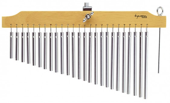 Tycoon Percussion 25 Chrome Chimes With Natural Finish Wood Bar