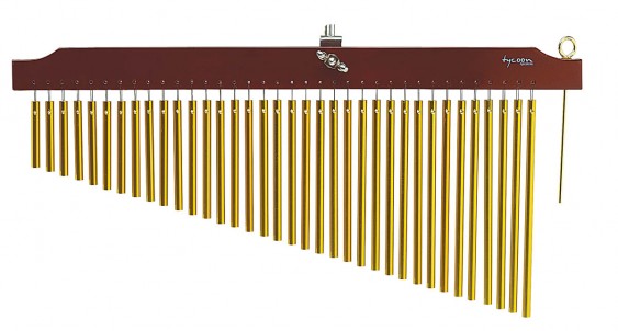 Tycoon Percussion 36 Gold Chimes With Brown Finish Wood Bar