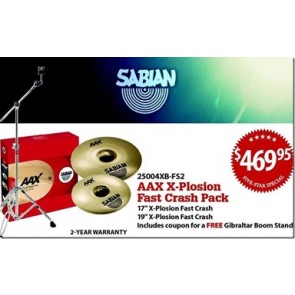 Sabian Limited Edition Five Star AAX Fast Crash Pack with Free Splash and Boom Stand
