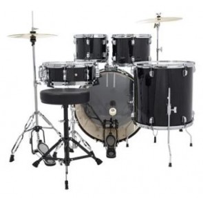 Ludwig Accent Fuse Drum Set - Complete w/ Hardware and Cymbals - Black Sparkle - LC19011