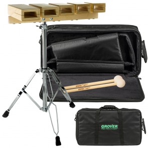Grover Temple Block Set (w/ Stand, Case, and Mallets)