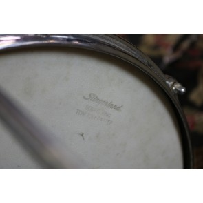 Consignment Vintage Slingerland Set, Early ‘60s, 12,14,20, Blue Agate, chrome over brass 5X14 snare with some hardware, original, rare, clean