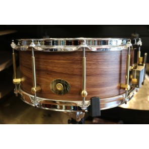 Noble and Cooley 6x14 Classic Walnut Snare Drum, Clear Matte Finish, Brass Hardware, Flanged Chrome Hoops FGSSW146P2FC