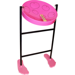 Jumbie Jam Steel Drum Kit with Tube Floor Stand w/ Fun Feet - Pink Pan