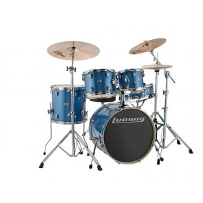 Ludwig Element Evolution Drum Set With Hardware & Zildjian I Series Cymbals - 20" Bass Drum Configuration In Blue Sparkle
