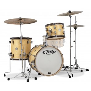 PDP Concept Classic 3-Piece Maple Bop Shell Pack, Natural with Walnut Hoops w/Chrome Hardware; 8x12, 14x14, 14x18