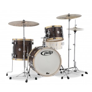 PDP Concept Classic 3-Piece Maple Bop Shell Pack, Walnut with Natural Hoops w/Chrome Hardware; 8x12, 14x14, 14x18