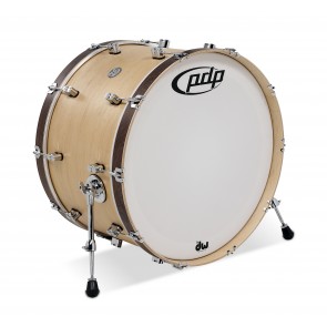 PDP Concept Classic Maple Bass Drum, 14x24, Natural w/Walnut Stain Hoops and Chrome Hardware