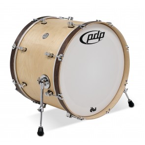 PDP Concept Classic Maple Bass Drum, 16x22, Natural w/Walnut Stain Hoops and Chrome Hardware