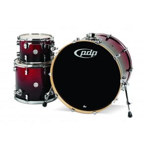 PDP Concept Series 3-Piece Maple Shell Pack, Red to Black Fade w/Chrome Hardware; 9x12, 14x16, 18x24