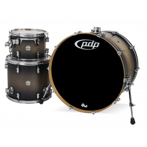 PDP Concept Series 3-Piece Maple Shell Pack, Satin Charcoal Burst w/Chrome Hardware; 9x12, 14x16, 18x24