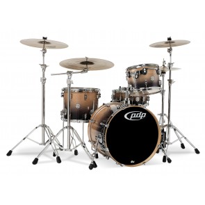 PDP Concept Series 4-Piece Birch Shell Pack, Natural to Charcoal Fade w/Chrome Hardware; 9x12, 12x14, 16x20, 5.5x14