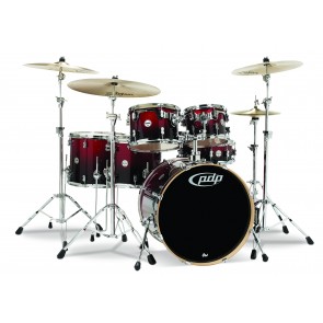 PDP Concept Series 6-Piece Maple Shell Pack, Red to Black Fade w/Chrome Hardware; 8x10, 9x12, 12x14, 14x16, 5.5x14, 18x22