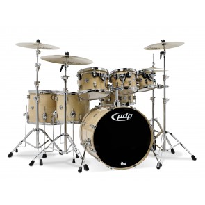 PDP Concept Series 7-Piece Maple Shell Pack, Natural Lacquer w/Chrome Hardware; 7x8, 8x10, 9x12, 12x14, 14x16, 18x22, 5.5x14