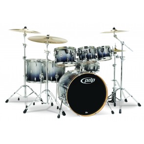 PDP Concept Series 7-Piece Maple Shell Pack, Silver to Black Fade w/Chrome Hardware; 7x8, 8x10, 9x12, 12x14, 14x16, 18x22, 5.5x14