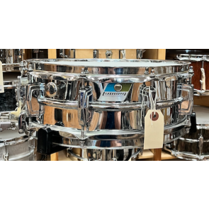USED Ludwig Super Sensitive Aluminum Snare 5X14" w/ Blue and Olive Badge