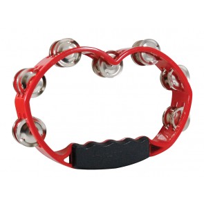 Tycoon Percussion Red Hand Held Plastic Tambourine With Bright Steel Jingles