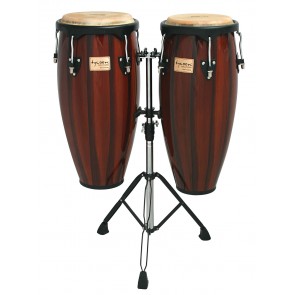 Tycoon Percussion 10 & 11 Artist Hand Painted Series Red Requinto Congas With Double Stand 2 Box Set
